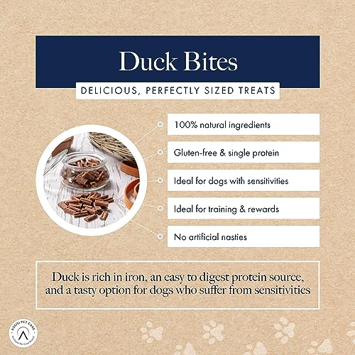 Hollings Duck Bites Dog Training Treats, Delicious Duck Treats for Adult Dogs, High in Protein & Made with 100% Natural Ingredients (75g)