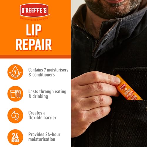 O'Keeffe's Lip Repair Unscented Lip Balm, 4.2g – For Extremely Dry, Cracked Lips   All-Day Moisture with 7 Moisturising Ingredients