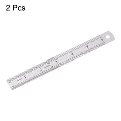 sourcing map 2pcs Stainless Steel Ruler 6-inch/15cm Metal Rulers 0.75 inches Wide, Inch and Metric Graduation Straight Edge Measuring Tool