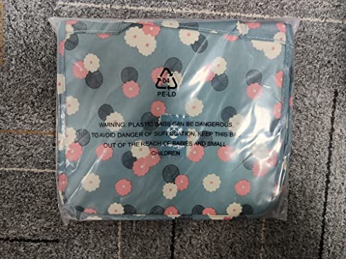 Travel Hanging Toiletry Wash Bag Makeup Cosmetic Organizer for Women Waterproof (Blue Flower)