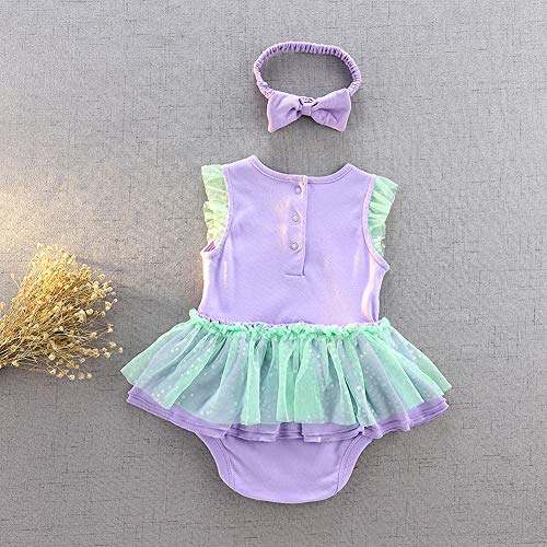 Lito Angels Baby Infant Girls Princess Mermaid Costume Bodysuit Romper Onesie Fancy Dress Up with Headband Age 0-3 Months