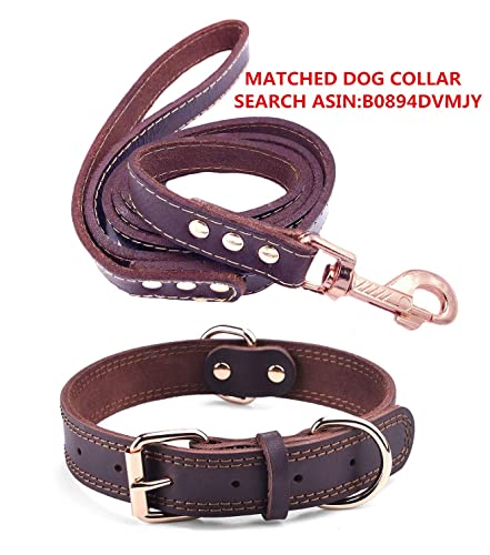 SLZZ Premium Real Genuine Leather Dog Collar/Soft Touch Heavy Duty Genuine Leather/Adjustable Perfect for Male Female Small X-Small Dogs-Brown-XS