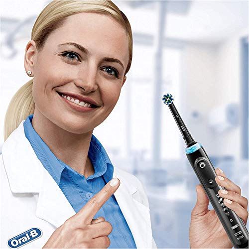 Oral-B CrossAction Black Toothbrush Heads Pack Of 4 Replacement Refills For Electric Rechargeable Toothbrush, Black Edition