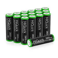 HiQuick 16Pcs 2800mAh NI-MH AA Rechargeable Batteries High Capacity 1.2V NI-MH Low Self Discharge Rechargeable Battery (Pack of 16)