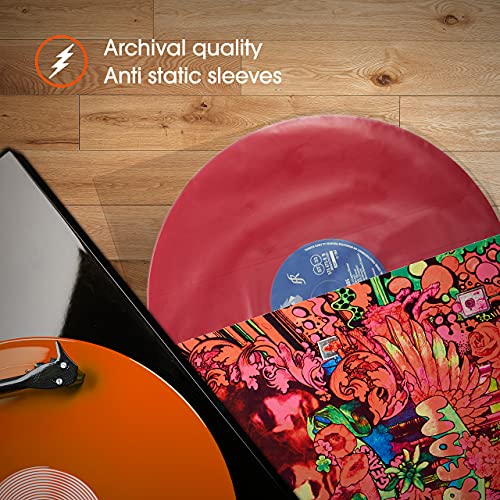 50x 12 Inch Anti Static Inner Vinyl Record Sleeves   DYNAMIC Rounded Bottom Plastic LP Sleeves   Replace Cardboard PVC & Paper Sleeves   Premium Quality 50 Micron HDPE - Won't Bunch Or Collapse