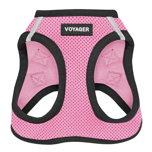 Best Pet Supplies Voyager Step-in Air Dog Harness - All Weather Mesh Step in Vest Harness for Small and Medium Dogs by - Harness (Pink/Black Trim), XX-Small