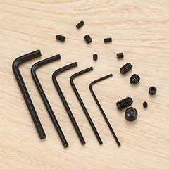 240 Grub Screws Set, Cup Point Hex Head Screw Set, Metric M3/M4/M5/M6/M8 Hex Socket Screw Assortment Kit with Allen Key Wrench(M1.5/M2/M2.5/M3/M4) for Door Handles, Faucet (B-black)