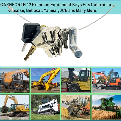 12PCS Ignition Starter Plant Key Set, Universal Plant Dumper Machine Replacement Ignition Switches Keys for Machinery Plants, Agricultural, Excavator,Trucks, Graders, Dozers, Backhoes.