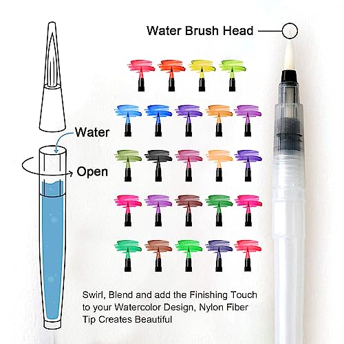 Amteker Gifts for Teenage Girls, Watercolour Brush Pens Set, 24and1 Brush Pens with Soft Flexible Felt Tip Pen, Art Supplies Pens, Art Set for Kids