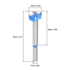 sourcingmap Forstner Drill Bits 20mm, Tungsten Carbide Wood Hole Saw Auger Opener, Woodworking Hinge Hole Drilling Boring Bit Cutter (Blue, Gray)