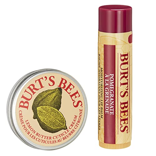 Burt's Bees Gift Set for Lip and Hand, Pomegranate Lip Balm and Cuticle Cream in Christmas Bauble, Bit of Burt's, Packaging May Vary