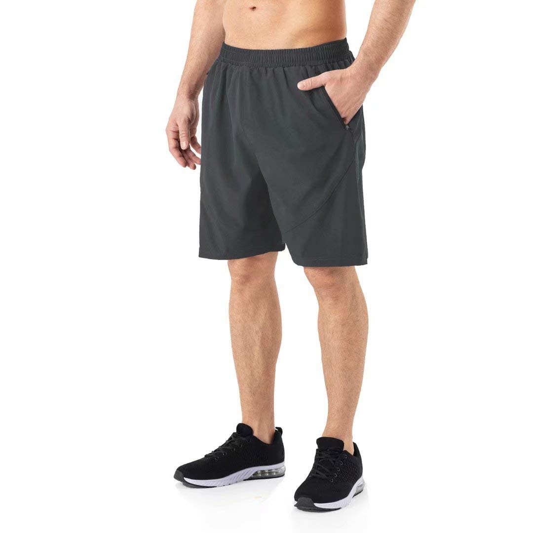 HMIYA Men's Sport Shorts Quick Dry Running Gym Casual Short Lightweight with Zip Pockets(Dark Gray,EU-M/US-S)