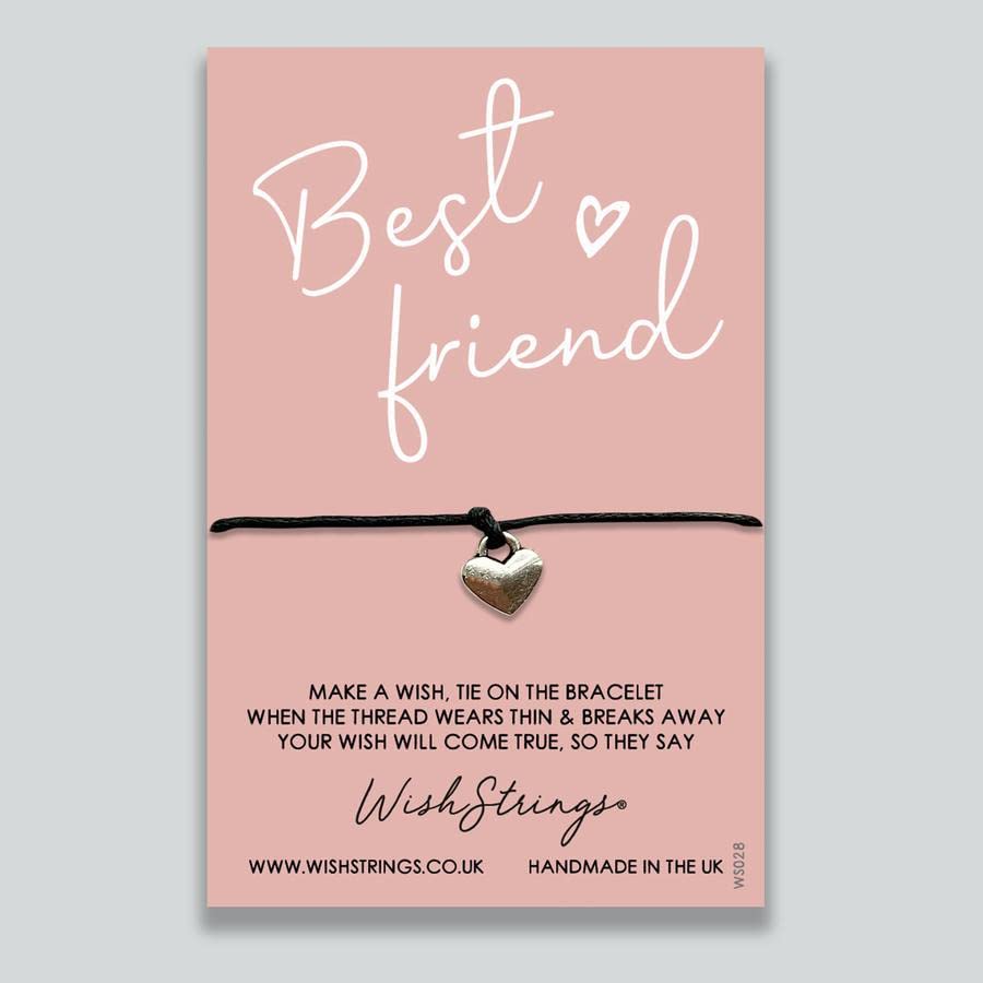 WishStrings, Best Friend BFF - Friendship Bracelet – Beautiful String Bracelets with Tibetan Charm – Make a Wish Best Friend Bracelet – Hand Strung and Knotted Bracelet – Sentimental Jewellery