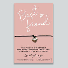 WishStrings, Best Friend BFF - Friendship Bracelet – Beautiful String Bracelets with Tibetan Charm – Make a Wish Best Friend Bracelet – Hand Strung and Knotted Bracelet – Sentimental Jewellery