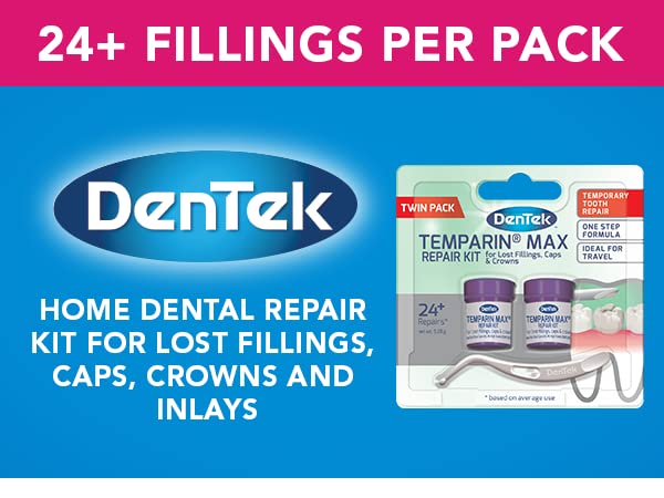 DenTek Temparin Max Home Dental Repair Kit Twin Pack for repairing lost fillings and loose caps, crowns or inlays - 24and Repairs