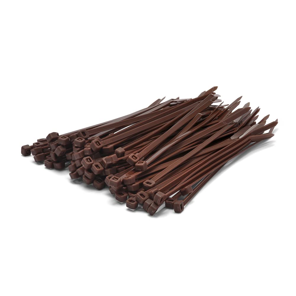 Cableties.co.uk Multi-Use Brown Coloured Cable Ties, 200mm x 3.6mm Premium Nylon Zip Ties, 100pcs Pack, Indoor/Outdoor, Wire Management, Cable Tidy Under Desk, Home, Gardening, Office and DIY