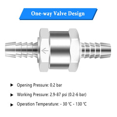 8mm One Way Aluminium Fuel Non Return Fuel Check Valve for Petrol Diesel Oil Water Chrome Car Auto Carburettor Low Pressure Systems(2 Packs)