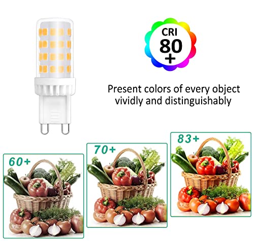 G9 LED Bulbs, 5W, Cool White 6000K, 450LM, Equivalent to 50W Halogen, AC 220V-240V, Non-dimmable, Energy Saving Bulb for Chandelier Home Lighting Decor, 10 Pack