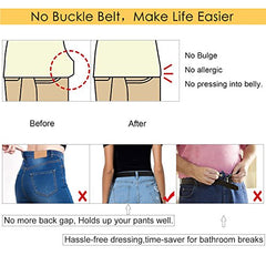 SUOSDEY No Buckle Invisible Ladies Elastic Waist Belt for Women Men Stretch Belt for Jeans Dress Pants up to 48 inches