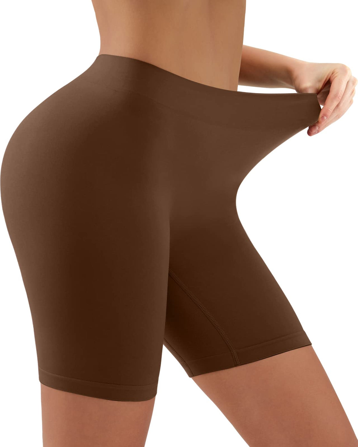 YADIFEN Gym Shorts for Women Cycling Shorts Anti Chafing Shorts Lycra Shorts Ladies Boxer Shorts Underwear Chub Rub Shorts Yoga Shorts Slip Shorts for Women Under Dress Brown 2XL