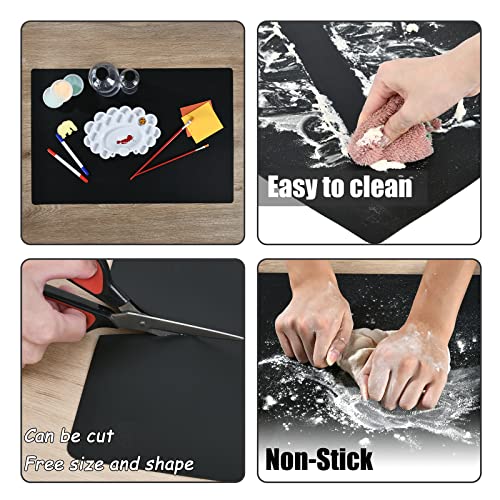 SUPER KITCHEN Non-Stick Silicone Pastry Baking Mat, Dough Rolling Kneading Mat, Heat Resistant Countertop Protector, Placemat, Art Mat, Epoxy Resin Crafts Jewelry Casting Mould Mat, 60×40cm (Black)