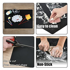 SUPER KITCHEN Non-Stick Silicone Pastry Baking Mat, Dough Rolling Kneading Mat, Heat Resistant Countertop Protector, Placemat, Art Mat, Epoxy Resin Crafts Jewelry Casting Mould Mat, 60×40cm (Black)