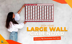 2024 Year Wall Planner Large A1-2024 Wall Calendar Runs January to December Full Year to View Holidays are Marked - Ideal for Home and Office - Folded