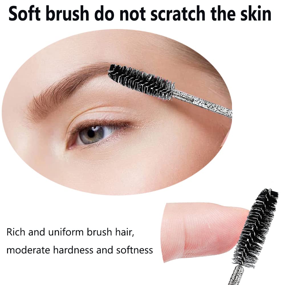 XPP Disposable Eyelash Brushes,100PCS Eye Brow Spoolie Castor Oil Brush Mascara Wands Cosmetic Makeup Tools(Crystal Black)