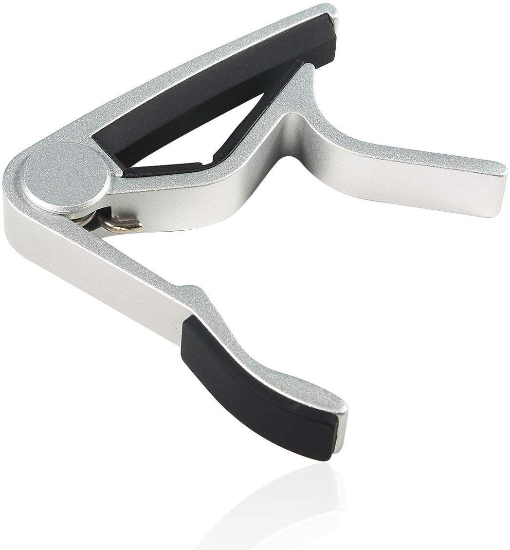 WINGO Guitar Capo for 6-String Acoustic Electric Steel Guitars,Ukulele with 5 Picks-Silver