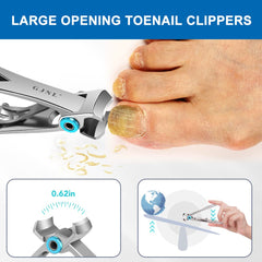 Toenail Clippers for Seniors Thick Nails - Wide Jaw Opening Extra Large Toe Nail Clippers with Catcher, Professional Sharp Curved Blade Heavy Duty Clipper Pro Nail Cutter for Seniors Long Handle