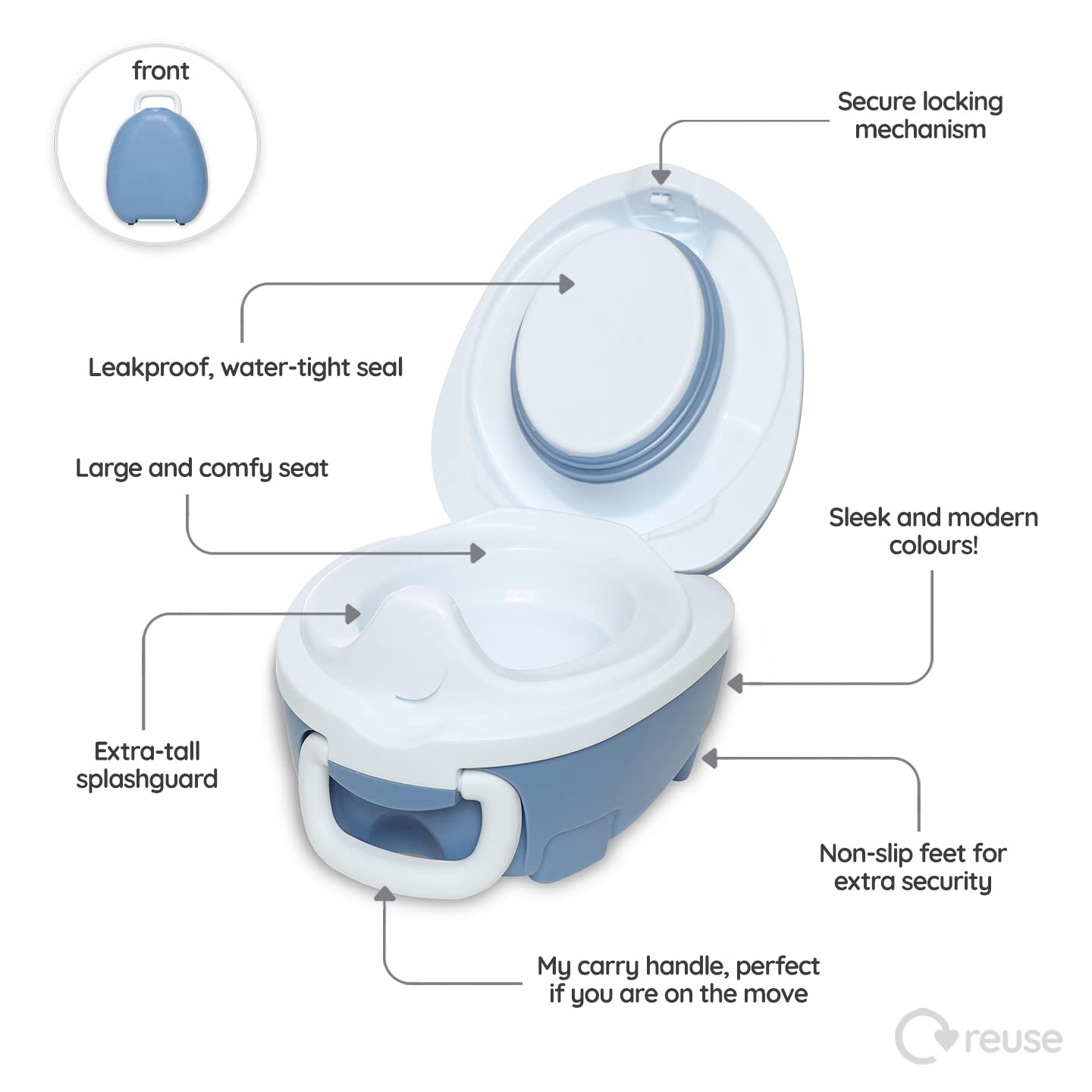 My Carry Potty - Blue Pastel Travel Potty, Award-Winning Portable Toddler Toilet Seat for Kids to Take Everywhere