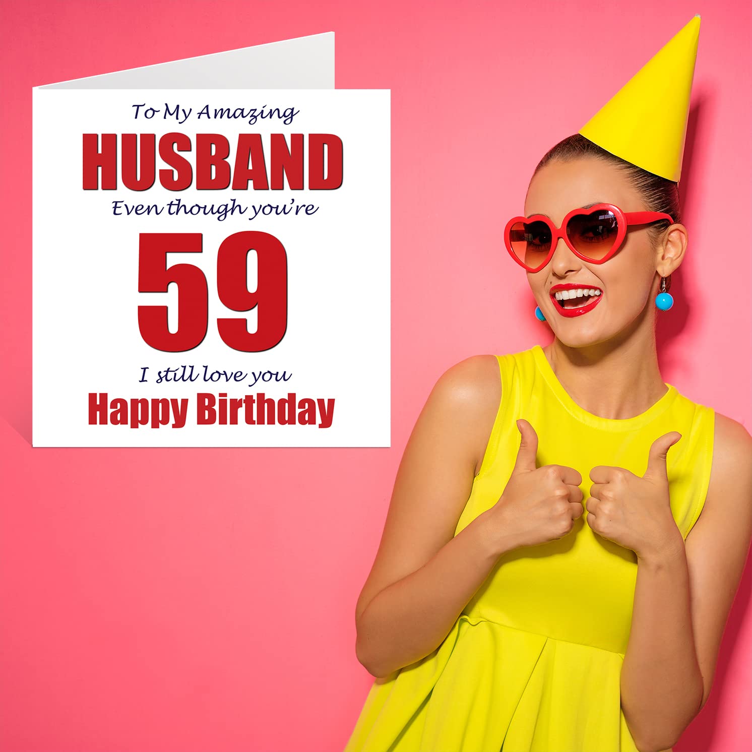 Funny 59th Birthday Cards for Husband - 59 I Still Love You - Happy Birthday Card for Husband from Wife Partner, Fifty-Nine Fifty-Ninth Hubby Banter Gifts, 145mm x 145mm Joke Humour Greeting Cards