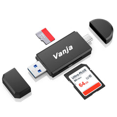 Vanja USB 3.0 SD/Micro SD Card Reader USB Type C Memory Card Adapter Compatible with Macbook Pro, iMac, Samsung S20/S10 Huawei P50/P40/Mate 40/30 for UHS-I/II SDXC, SDHC, MMC, RS-MMC, Micro SDXC/SDHC