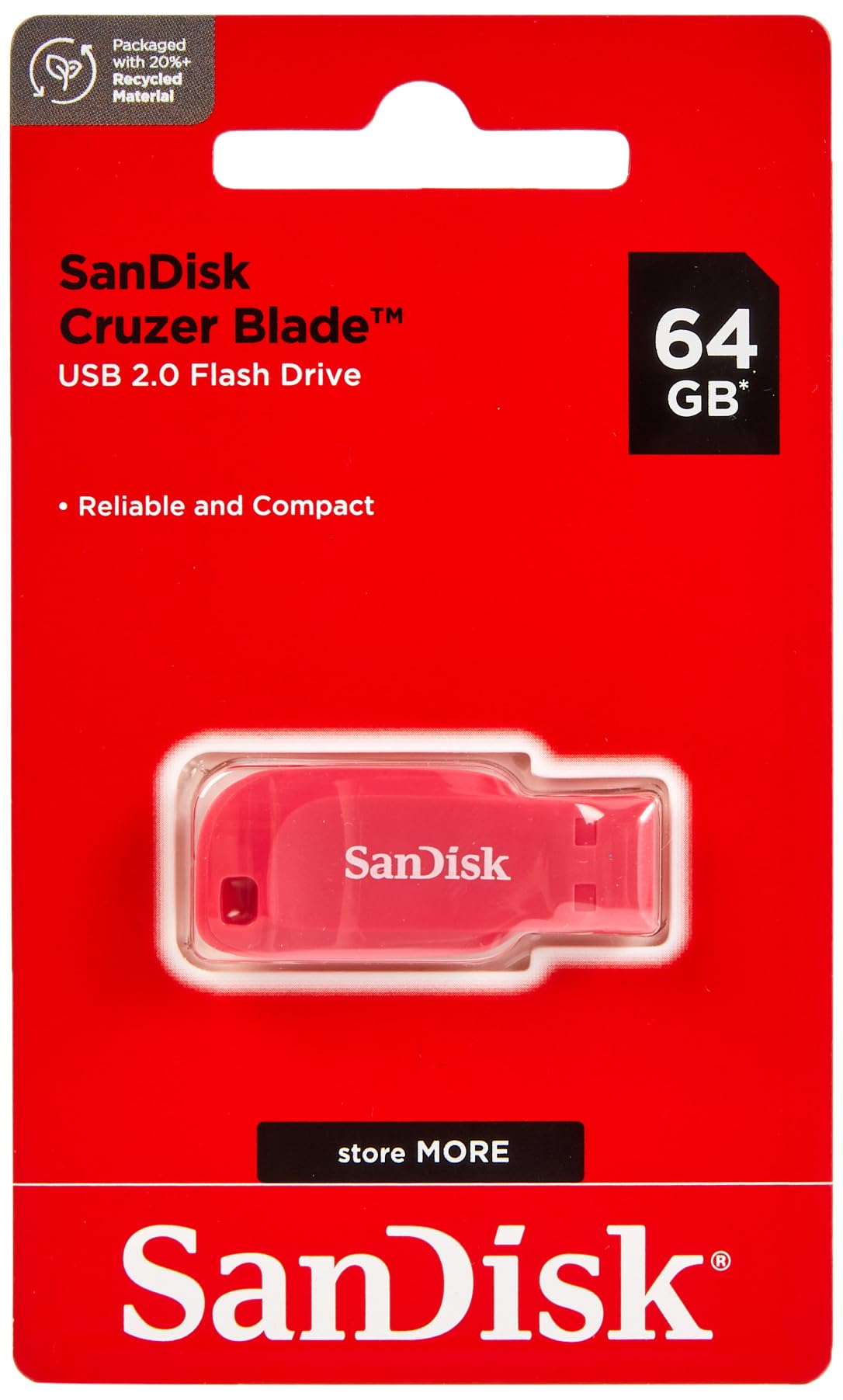 SanDisk SDCZ50C-064G-B35PE 64 GB Cruzer Blade USB 2.0 Flash Drive - Electric Pink