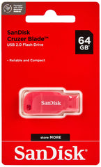 SanDisk SDCZ50C-064G-B35PE 64 GB Cruzer Blade USB 2.0 Flash Drive - Electric Pink