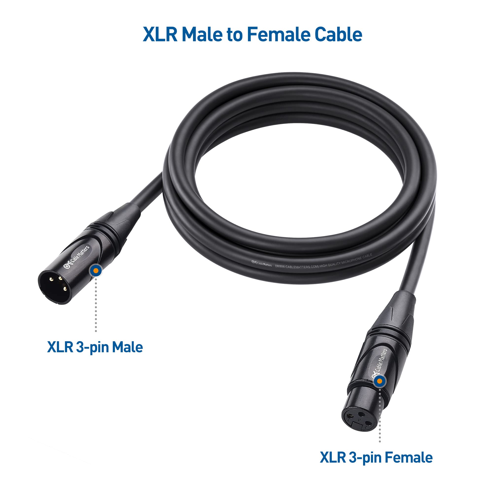 Cable Matters 2-Pack Premium XLR to XLR Microphone Cable 1.8m, XLR Cables, Mic Cable, XLR Cable