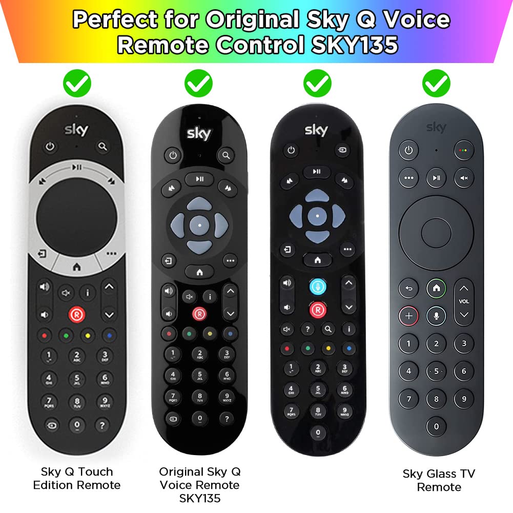 Case for Original Sky Q Voice Remote Control SKY135,Sky Glass Remote Protective Silicone Cover SKY Q Touch and Non-Touch Remote Control Sleeve Skin Holder Battery Back Protector Universal-Rainbow