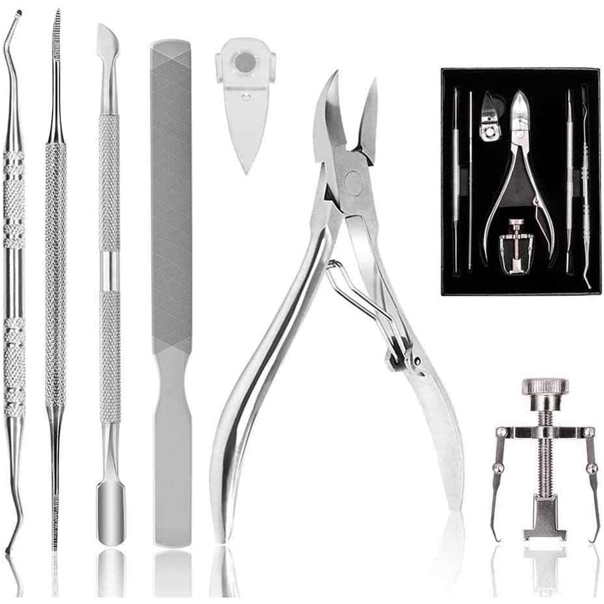 Toenail Clippers Set 7Pcs, Staineless Steel Ingrown Toenail Tool Kit, Professional Toe Nail Nippers Set for Ingrown & Thick Nail, Surgery Grade Manicure Pedicure Tool by OosoFitt