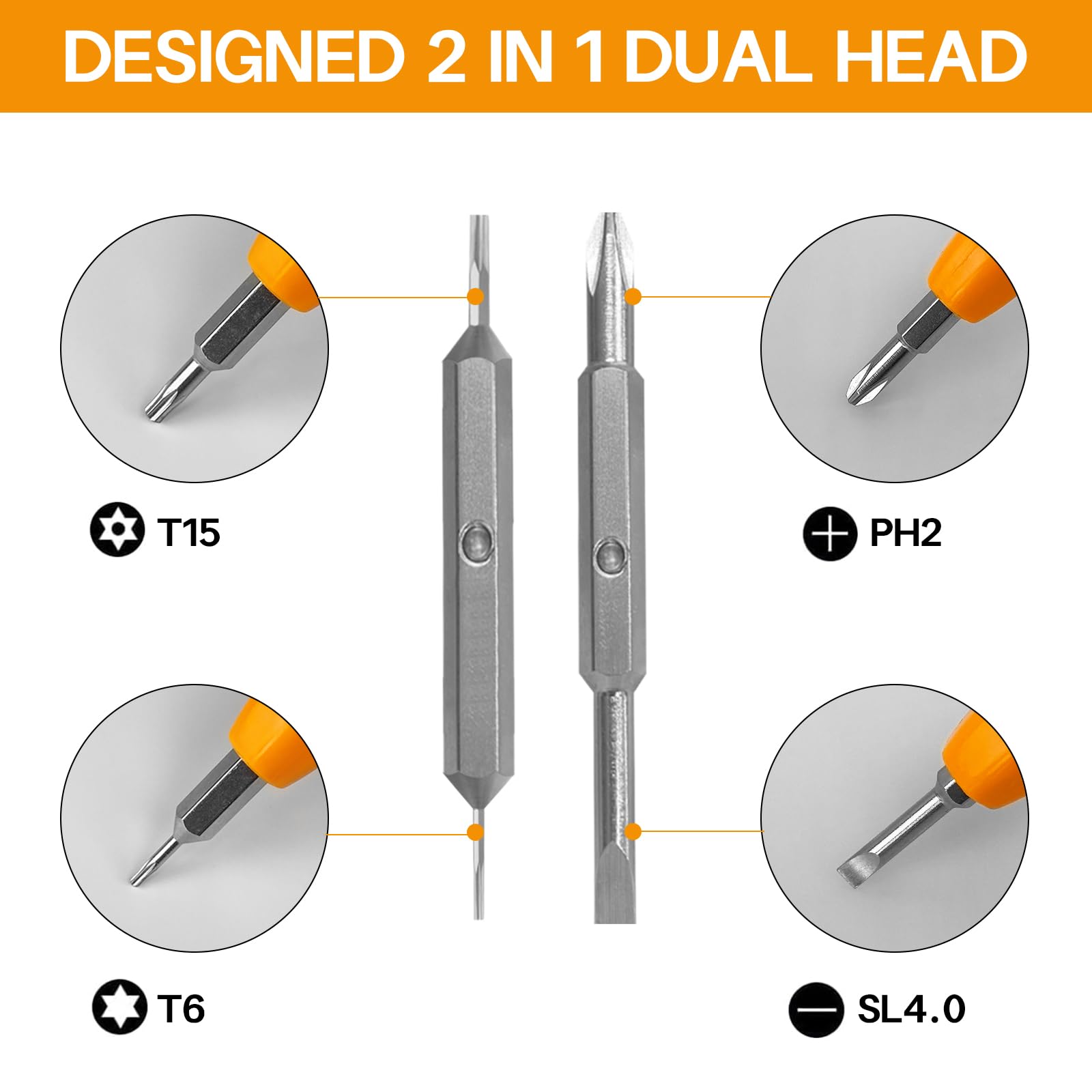 CNMTCCO Ring Doorbell Screwdriver Replacement Kit 18 Pcs Security Screws Industrial Grade Alloy Steel Double-Ended Screwdriver Tool for Video Doorbell(Orange)