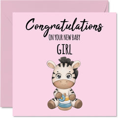 New Baby Girl Card - New Daughter - Congratulations Baby Girl Cards Newborn, Well Done Congrats New Baby Cards, Welcome To The World Home Gifts, 145mm x 145mm Baby Greeting Cards for Parents