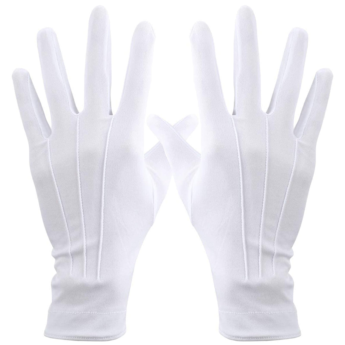 YSFVNP White Gloves Fancy Dress， Stitched White Gloves, Soft Moisturizing Gloves Suitable for Coin Handling Services Parade Formal Guard Police Wedding Formal Tuxedo Jewelry Inspection