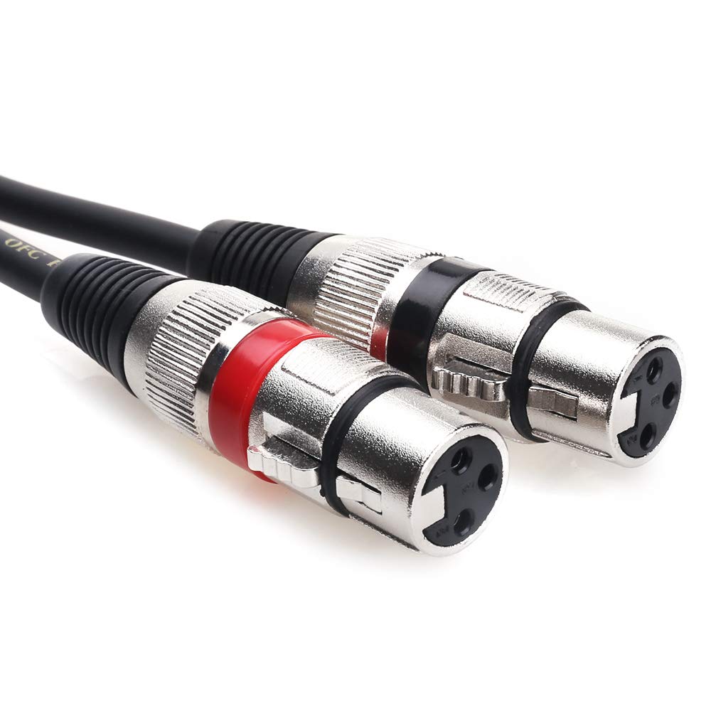 Tisino Dual XLR to 3.5mm jack Microphone Cable, Unbalanced 2 XLR Female to Mini Jack XLR to 1/8 inch Y-Splitter Breakout Lead- 2m