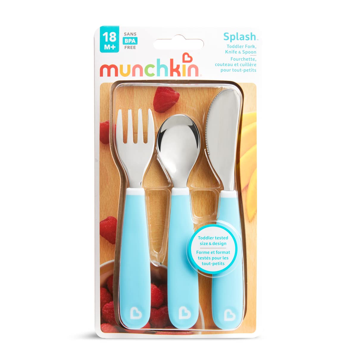 Munchkin Splash Toddler Cutlery Set (Fork, Knife & Spoon), Blue