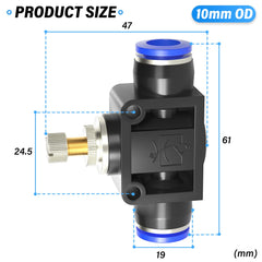 ERGAOBOY 5 Pcs 10mm OD Air Flow Control Valve with Push to Connect Fitting,Straight Speed Controller (SA10)