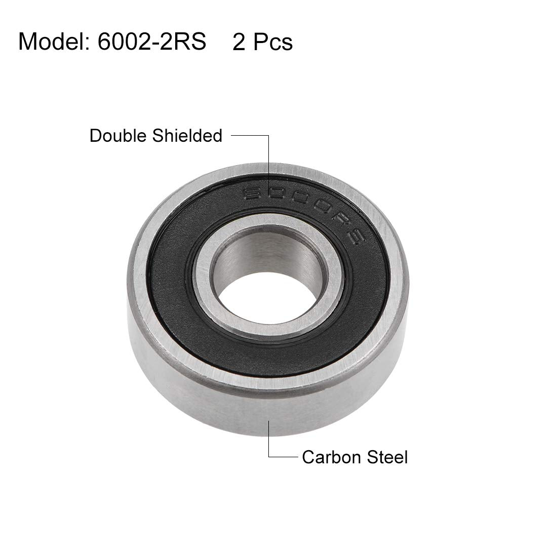 sourcing map 6000-2RS Deep Groove Ball Bearings Z2 10mm x 26mm x 8mm Double Sealed Carbon Steel 2pcs