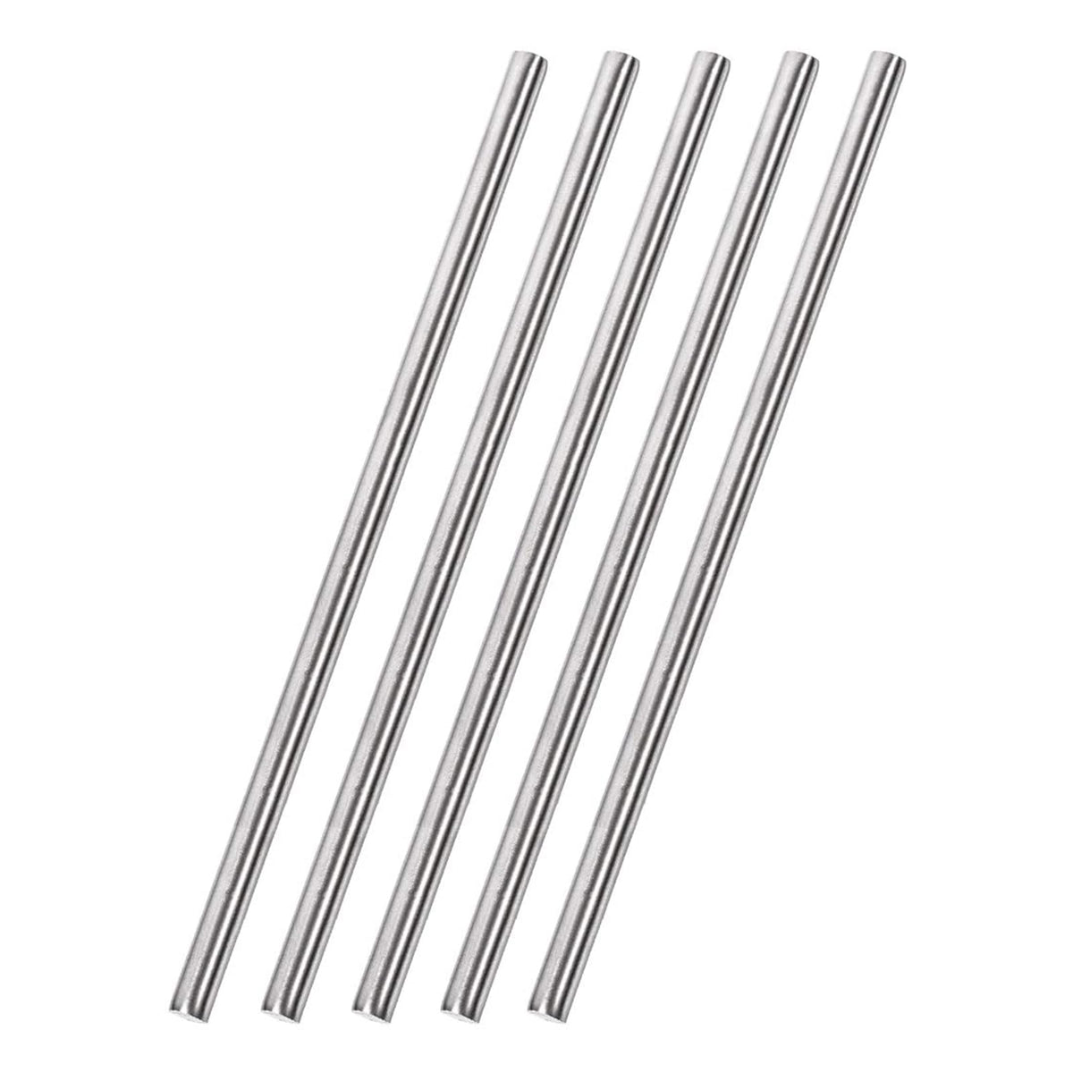 TOP-VIGOR 5Pcs 6mm x 250mm 304 Stainless Steel Round Rods, Metal Solid Round Shaft Rods Lathe Bar Stock for DIY Crafts Car Helicopter Airplane Model