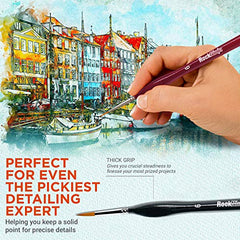 Detail Paint Brush Set, Rock Ninja 9pcs Thin Brushes for Fine Detailing & Art Painting - Acrylic,Watercolor, Oil Miniatures, Scale Models, Airplane Kits, Nail, Line Drawing, Warhammer 40k