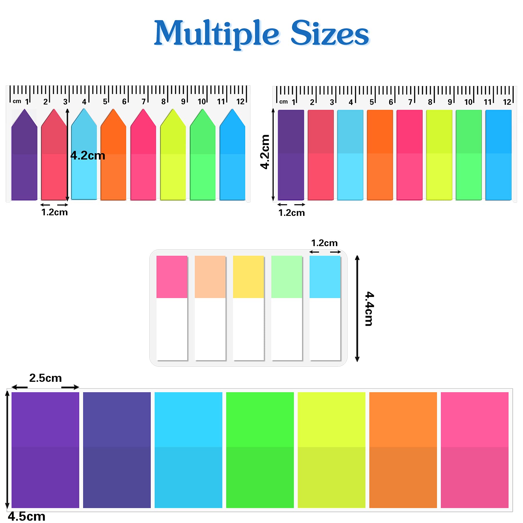 JANYUN 560PCS Page Markers Sticky Index Tabs Colored Flag Tabs Arrow Tabs for Book Marks, Translucent Sticky Notes for School Office Reading