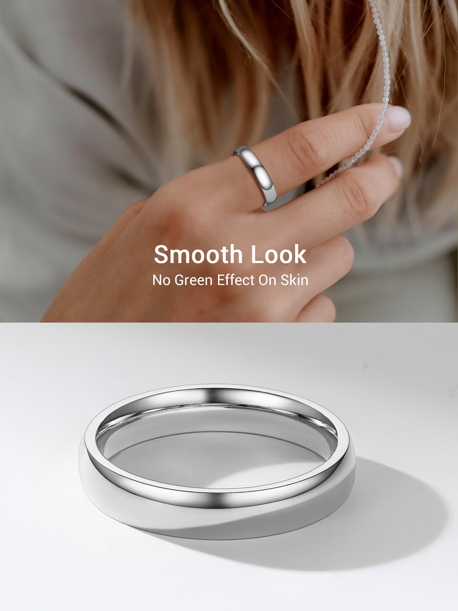 PROSTEEL Stacking Ring 4mm Engagement Ring Simple Wedding Band