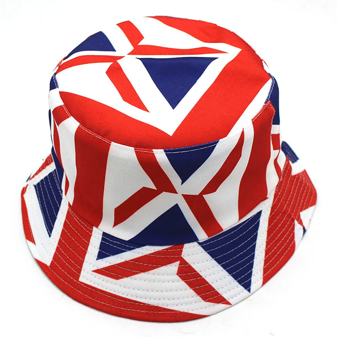 Malaxlx Large GB Great Britain Union Jack Flag Print Bucket Hat Beach Sun Hat Festival Fishing Hat for Women, Reversible Double-Side Wear